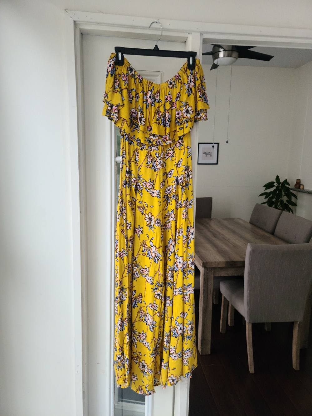 Yellow Floral Off-Shoulder Jumpsuit